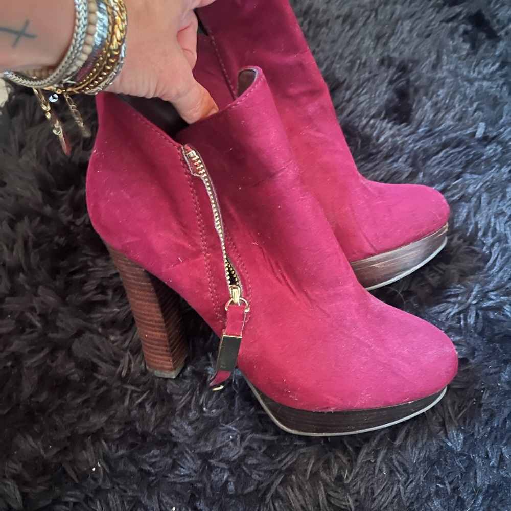 Aldo Deep Red Heeled Boots